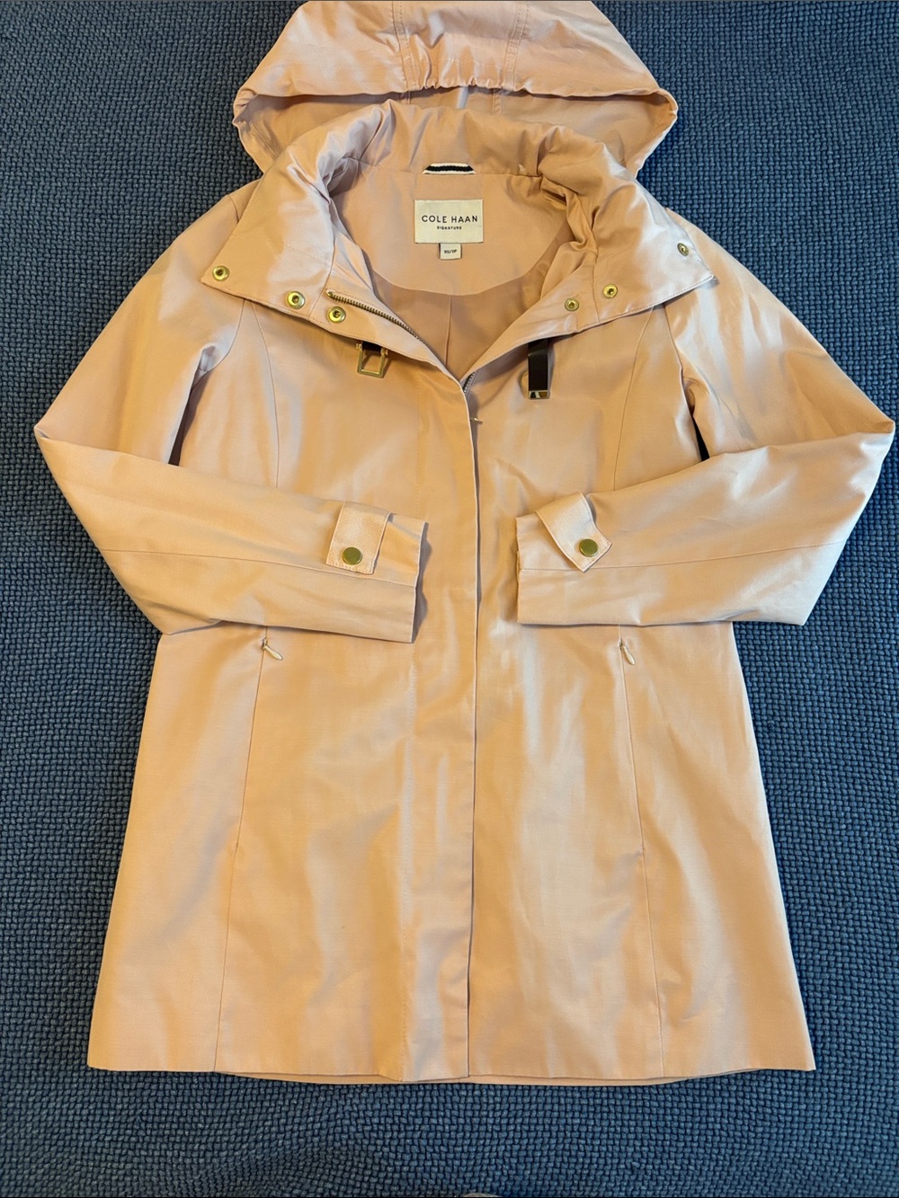 Cole Haan Blush Pink Hooded Trench Coat
